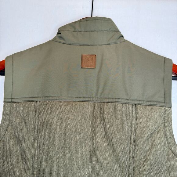 Overland Mens Army Green Polyester Vest Size Small Herringbone Pockets - Picture 4 of 9